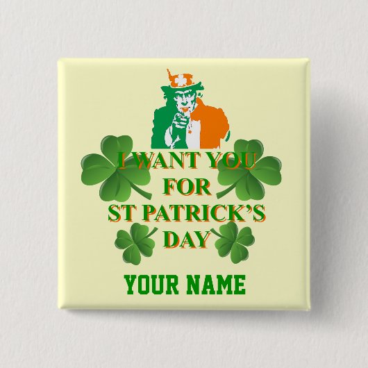 Irish American St Patrick's day Vierkante Button 5,1 Cm (Voorkant)
