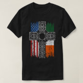 Irish American USA Flag Celtic Cross St Patrick's T-shirt (Design voorkant)