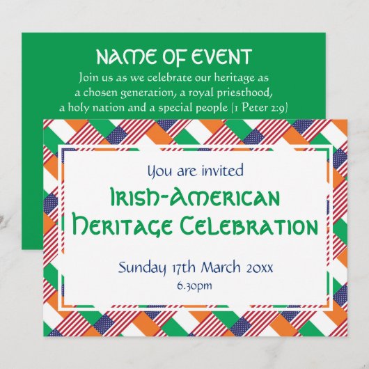 IRISH-AMERIKAANSE ERFGOEDMAAND Evenementviering Kaart (Voorkant / Achterkant)