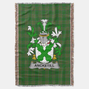 Irish Ancketill Coat of Arms Family Crest Ireland Deken