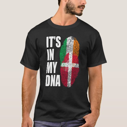 Irish And Danish DNA Flag Heritage T-shirt (Voorkant)