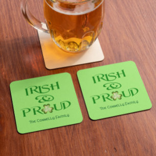 Irish and Proud Shamrock Personalized Kartonnen Onderzetters