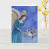 Irish Angel en Cat Angel Blank Wenskaart Kaart (Gele Bloem)