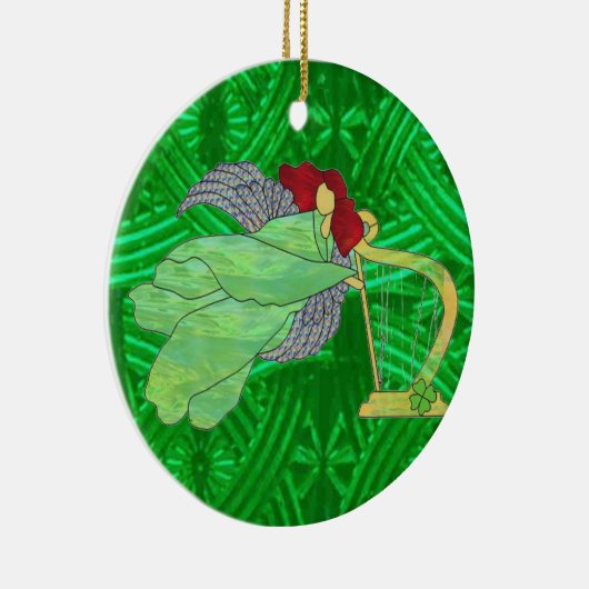 Irish Angel en Harp in Glas in lood Keramisch Ornament (Rechts)