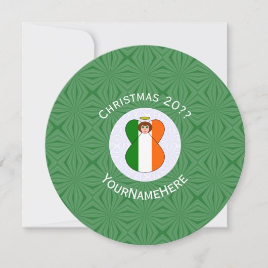 Irish Angel Flag Christmas Personalize Round Kaart (Voorkant)
