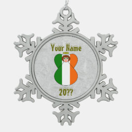 Irish Angel Flag Red Hair Shamrock Eyes Tin Sneeuwvlok Ornament