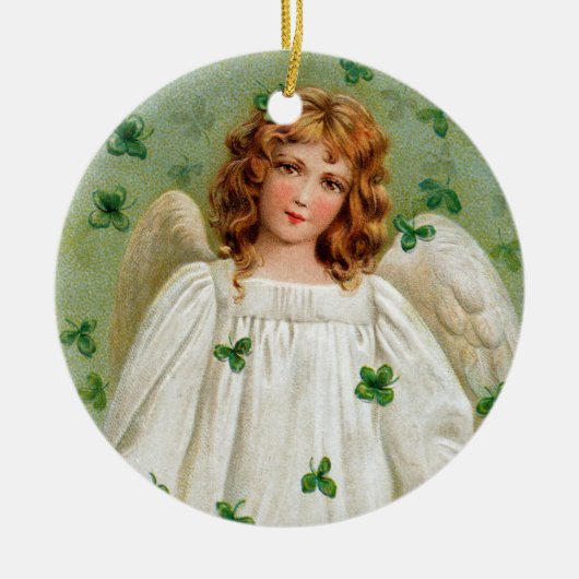 Irish Angel-kerstversiering. Nollaig Shona Duit Keramisch Ornament (Voorkant)
