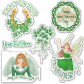 Irish Angel Shamrock Vinyl Set Sticker (Voorkant)
