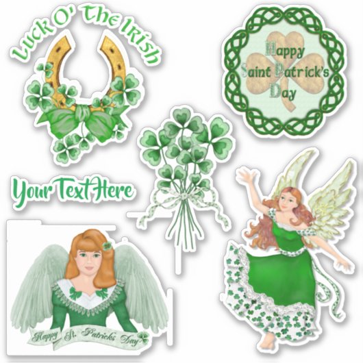 Irish Angel Shamrock Vinyl Set Sticker (Voorkant)