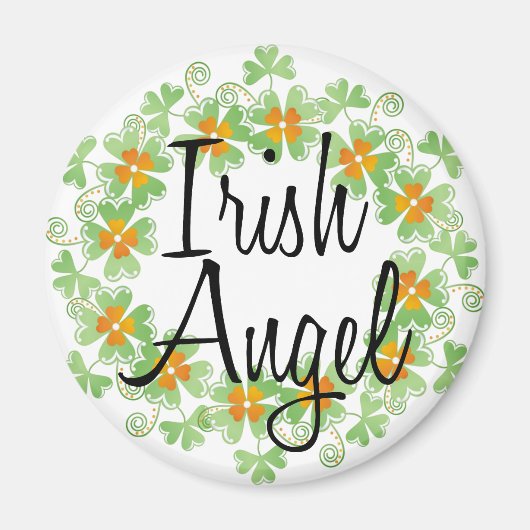 Irish Angel Shamrock Wreath Magneet (Voorkant)