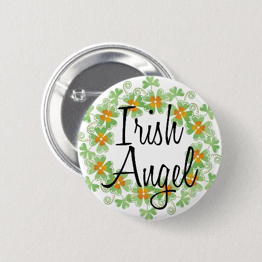 Irish Angel Shamrock Wreath Ronde Button 5,7 Cm (Voorkant /achterkant)