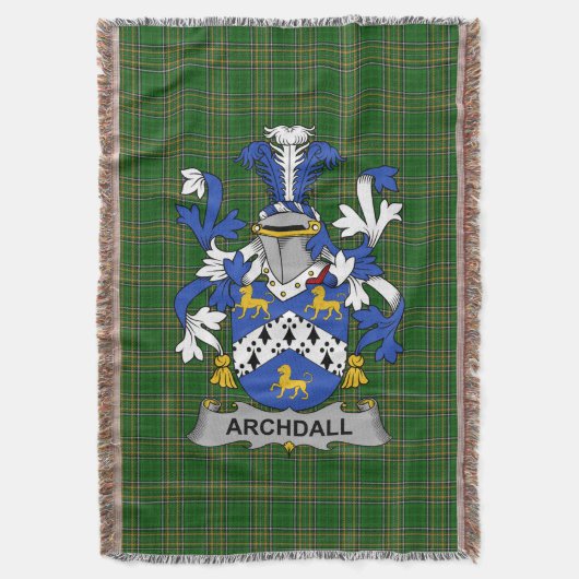 Irish Archdall Coat of Arms Family Crest Ireland Deken (Voorkant Verticaal)