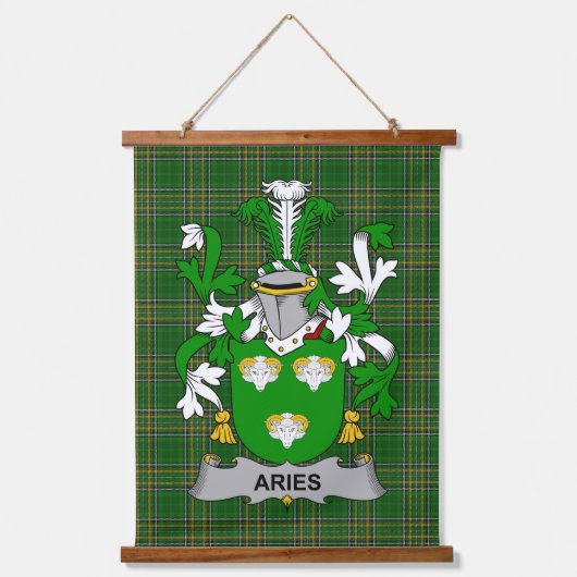 Irish Aries Coat of Arms Family Crest Hangend Wandkleed (Voorkant)