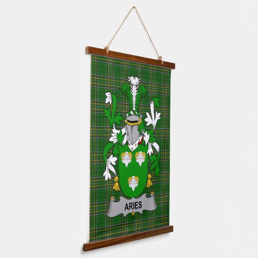 Irish Aries Coat of Arms Family Crest Hangend Wandkleed (Gebogen)