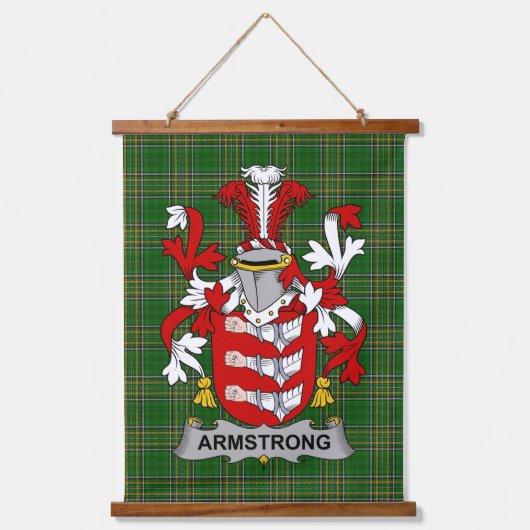 Irish Armstrong Coat of Arms Family Crest Hangend Wandkleed (Voorkant)