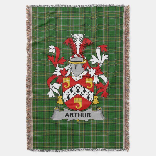 Irish Arthur Coat of Arms Family Crest Ierland Deken (Voorkant Verticaal)