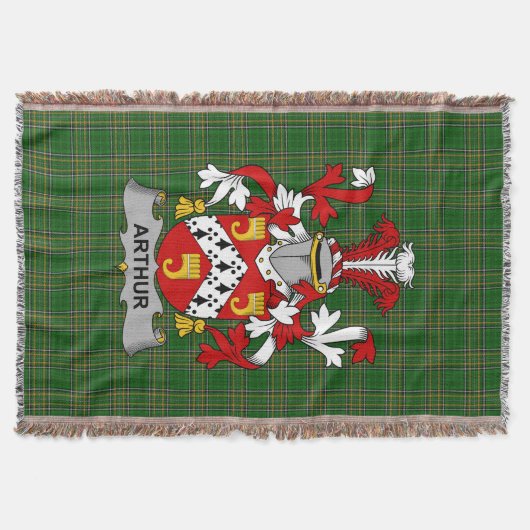 Irish Arthur Coat of Arms Family Crest Ierland Deken (Voorkant)