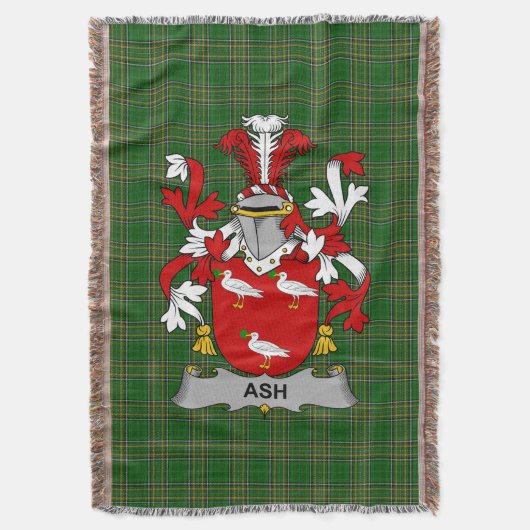 Irish Ash Coat of Arms Family Crest Ireland Deken (Voorkant Verticaal)