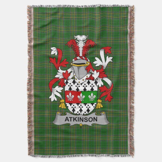 Irish Atkinson Coat of Arms Family Crest Ireland Deken (Voorkant Verticaal)