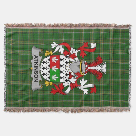Irish Atkinson Coat of Arms Family Crest Ireland Deken (Voorkant)