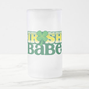 IRISH BABE! schattig met een shamrock Matglas Bierpul