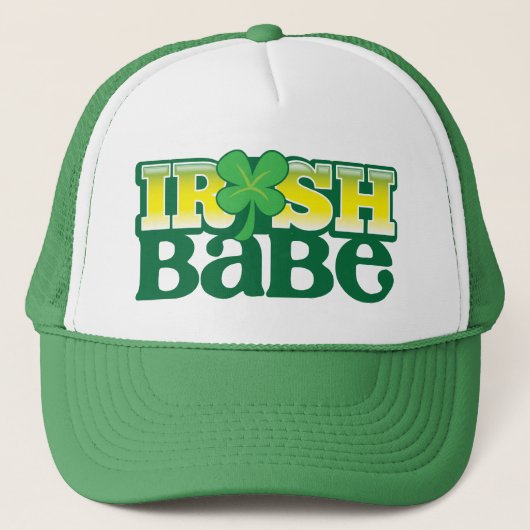 IRISH BABE! schattig met een shamrock Trucker Pet (Voorkant)
