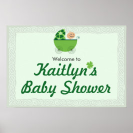 Irish Baby Buggy Shower Sign Poster