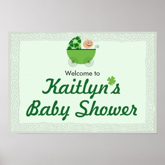 Irish Baby Buggy Shower Sign Poster (Voorkant)