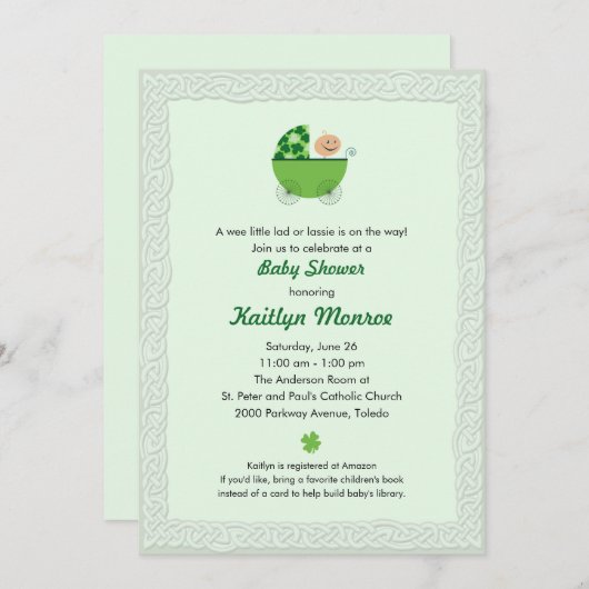 Irish Baby Buggy Shower - uitnodiging (Voorkant / Achterkant)