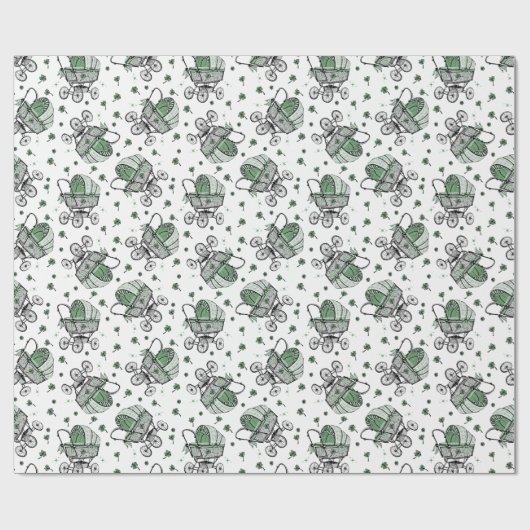 Irish Baby Carriage St Patrick's Day Baby shower Cadeaupapier (Vlak)
