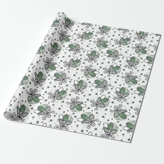Irish Baby Carriage St Patrick's Day Baby shower Cadeaupapier (Uitgerold)