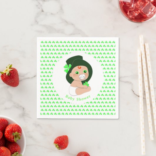 Irish Baby Leprechaun Lucky Shamrock Baby shower Servetten (Insitu)