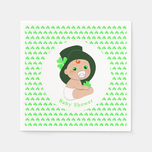 Irish Baby Leprechaun Lucky Shamrock Baby shower Servetten (Voorkant)