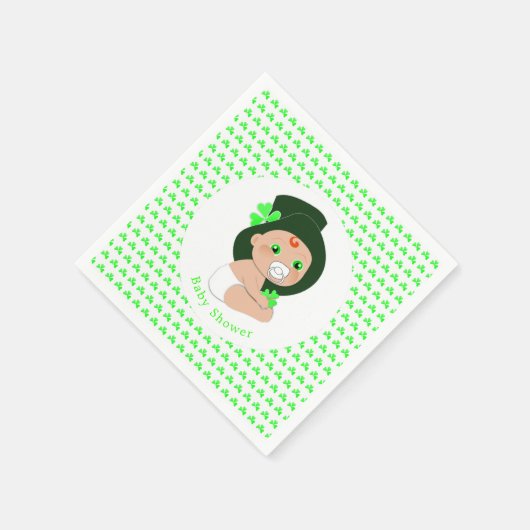 Irish Baby Leprechaun Lucky Shamrock Baby shower Servetten (Hoek)