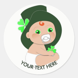 Irish Baby Leprechaun Lucky Shamrock Personalized Ronde Sticker