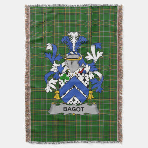 Irish Bagot Coat of Arms Family Crest Ireland Deken