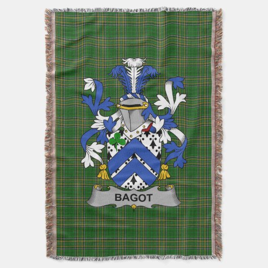 Irish Bagot Coat of Arms Family Crest Ireland Deken (Voorkant Verticaal)