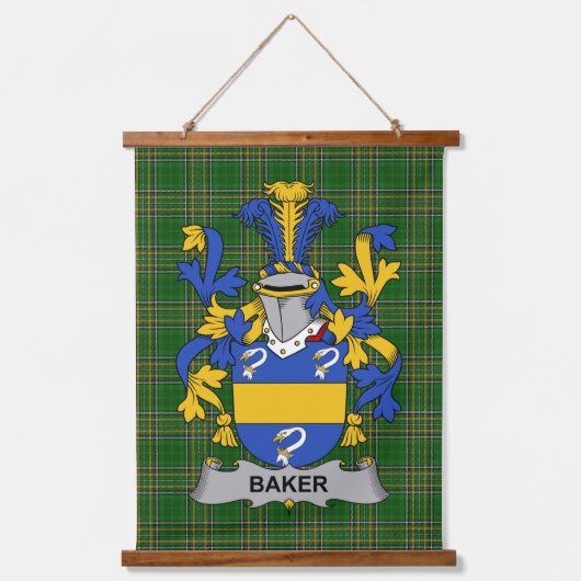 Irish Baker Coat of Arms Family Crest Hangend Wandkleed (Voorkant)