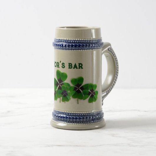 Irish Bar four-leaf Clover Personalized Bierpul (Voorkant rechts)