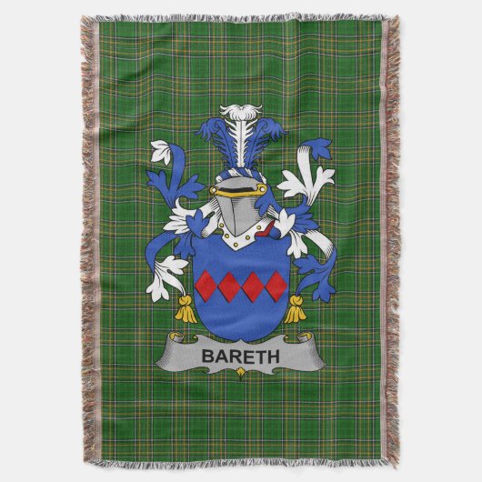 Irish Bareth Coat of Arms Family Crest Ireland Deken (Voorkant Verticaal)