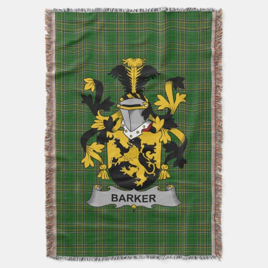 Irish Barker Wapen van de familie Crest Ierland Deken (Voorkant Verticaal)