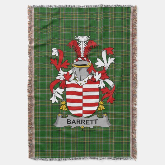 Irish Barrett Coat of Arms Family Crest Ireland Deken (Voorkant Verticaal)