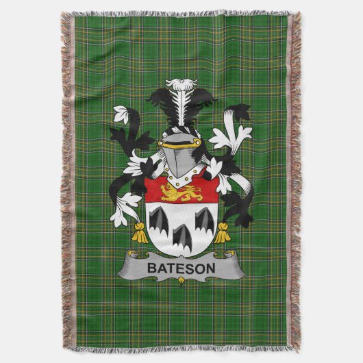 Irish Bateson Coat of Arms Family Crest Ireland Deken (Voorkant Verticaal)