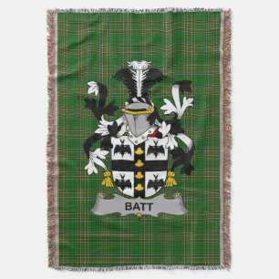 Irish Batt Coat of Arms Family Crest Ireland Deken