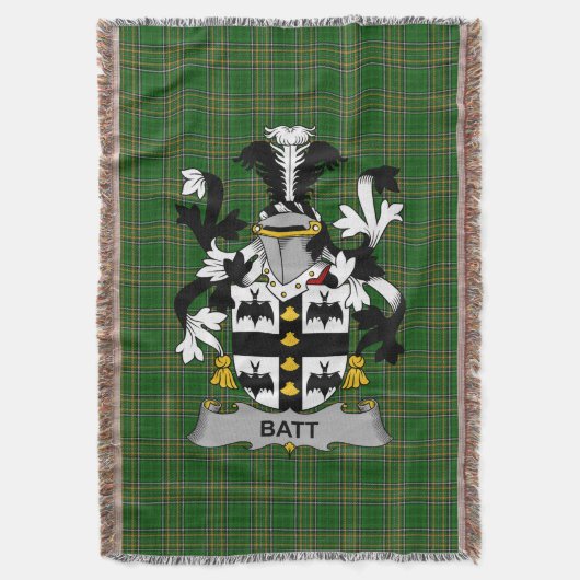 Irish Batt Coat of Arms Family Crest Ireland Deken (Voorkant Verticaal)