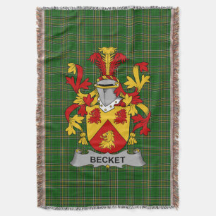 Irish Becket Coat of Arms Family Crest Ireland Deken