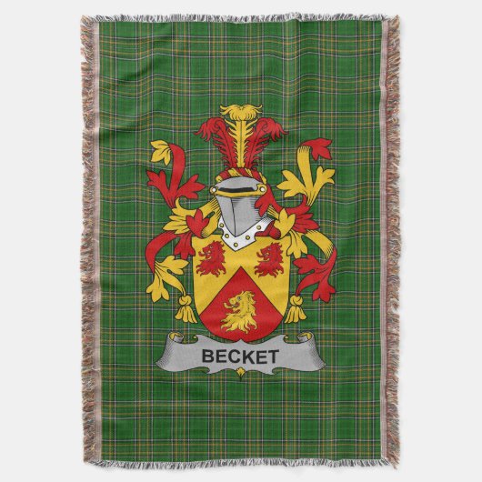 Irish Becket Coat of Arms Family Crest Ireland Deken (Voorkant Verticaal)