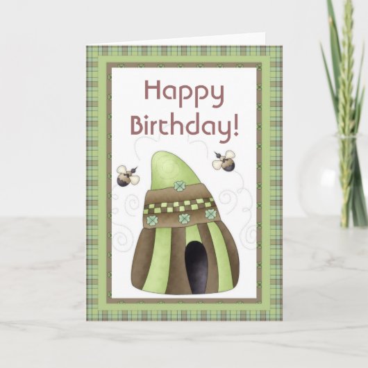Irish Beehive Happy March Birthday Kaart (Voorkant)