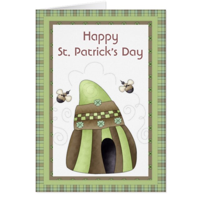 Irish Beehive Happy St. Patrick's Day Kaart (Voorkant)
