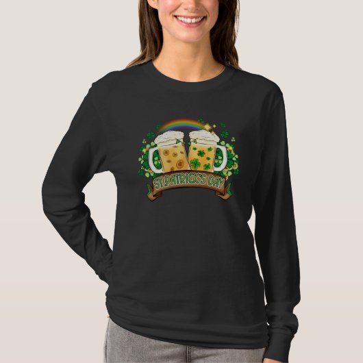 Irish Beer and Shamrocks Rainbow and Beers St Patr T-shirt (Voorkant)